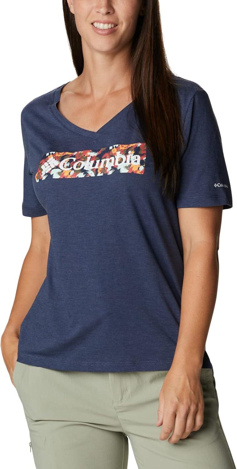 imageColumbia Womens Bluebird Day Relaxed V NeckNocturnal HeatherTyphoon Blooms Framed