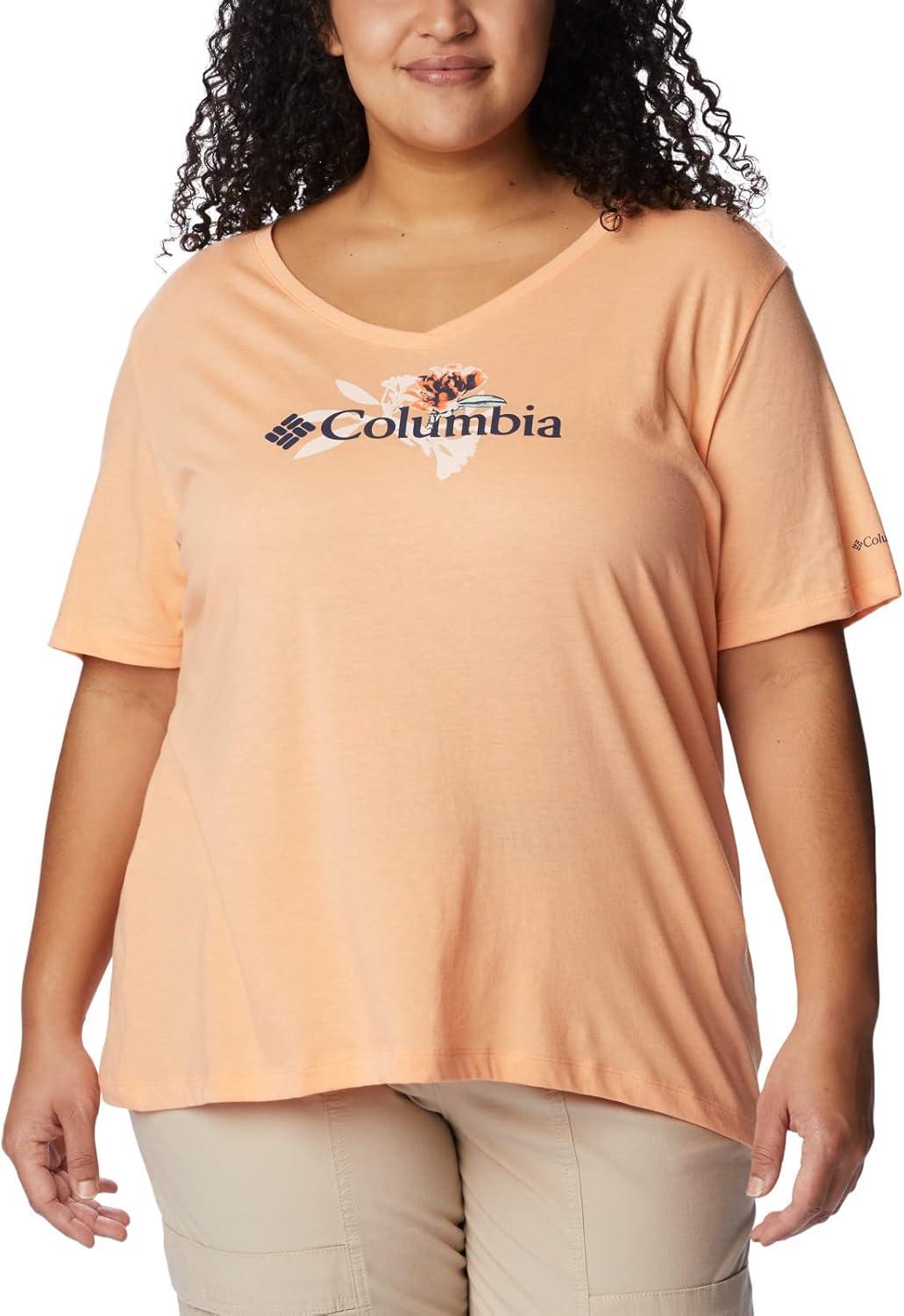 imageColumbia Womens Bluebird Day Relaxed V NeckPeach HeatherJubilant Flower Graphic