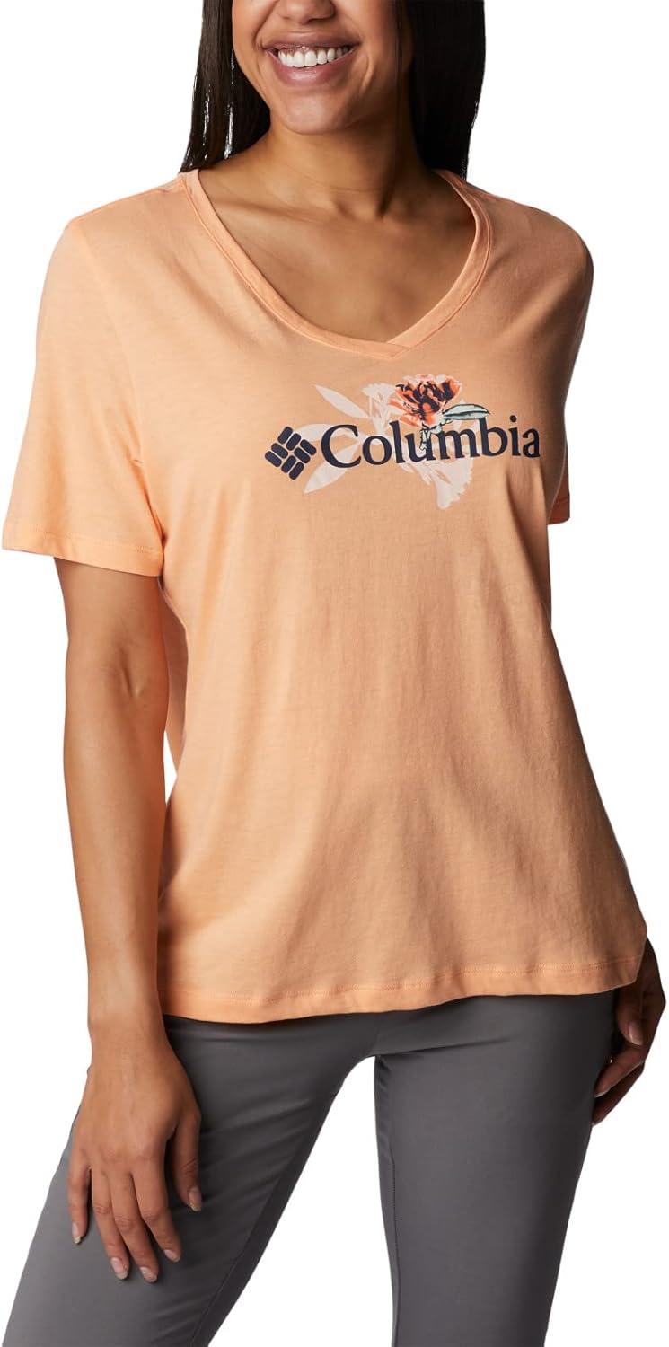 imageColumbia Womens Bluebird Day Relaxed V NeckPeach HeatherJubilant Flower Graphic