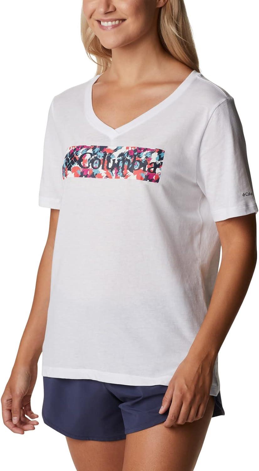 imageColumbia Womens Bluebird Day Relaxed V NeckWhiteTyphoon Blooms Framed