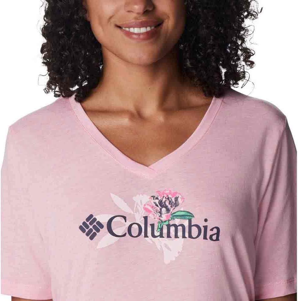 imageColumbia Womens Bluebird Day Relaxed V NeckWild Rose HeatherJubilant Flower Graphic