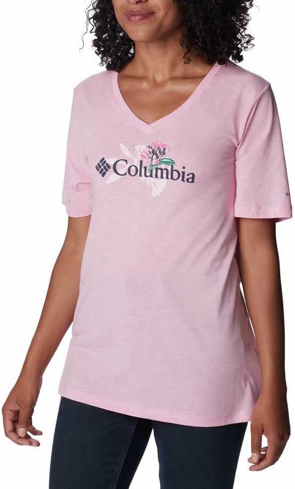 imageColumbia Womens Bluebird Day Relaxed V NeckWild Rose HeatherJubilant Flower Graphic