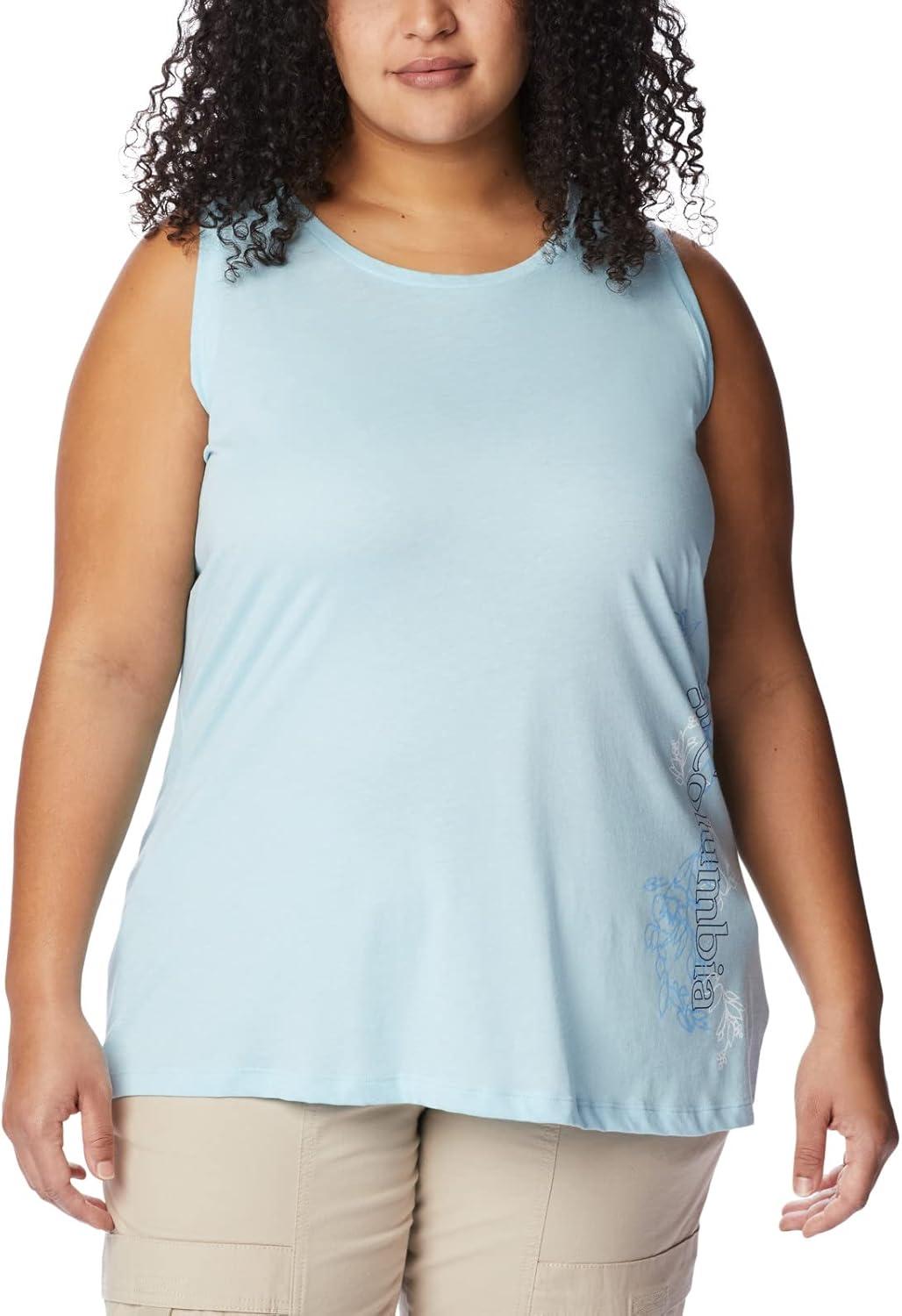 imageColumbia Womens Bluff Mesa TankCami ShirtSpring Blue HeatherBlooming Lines Graphic