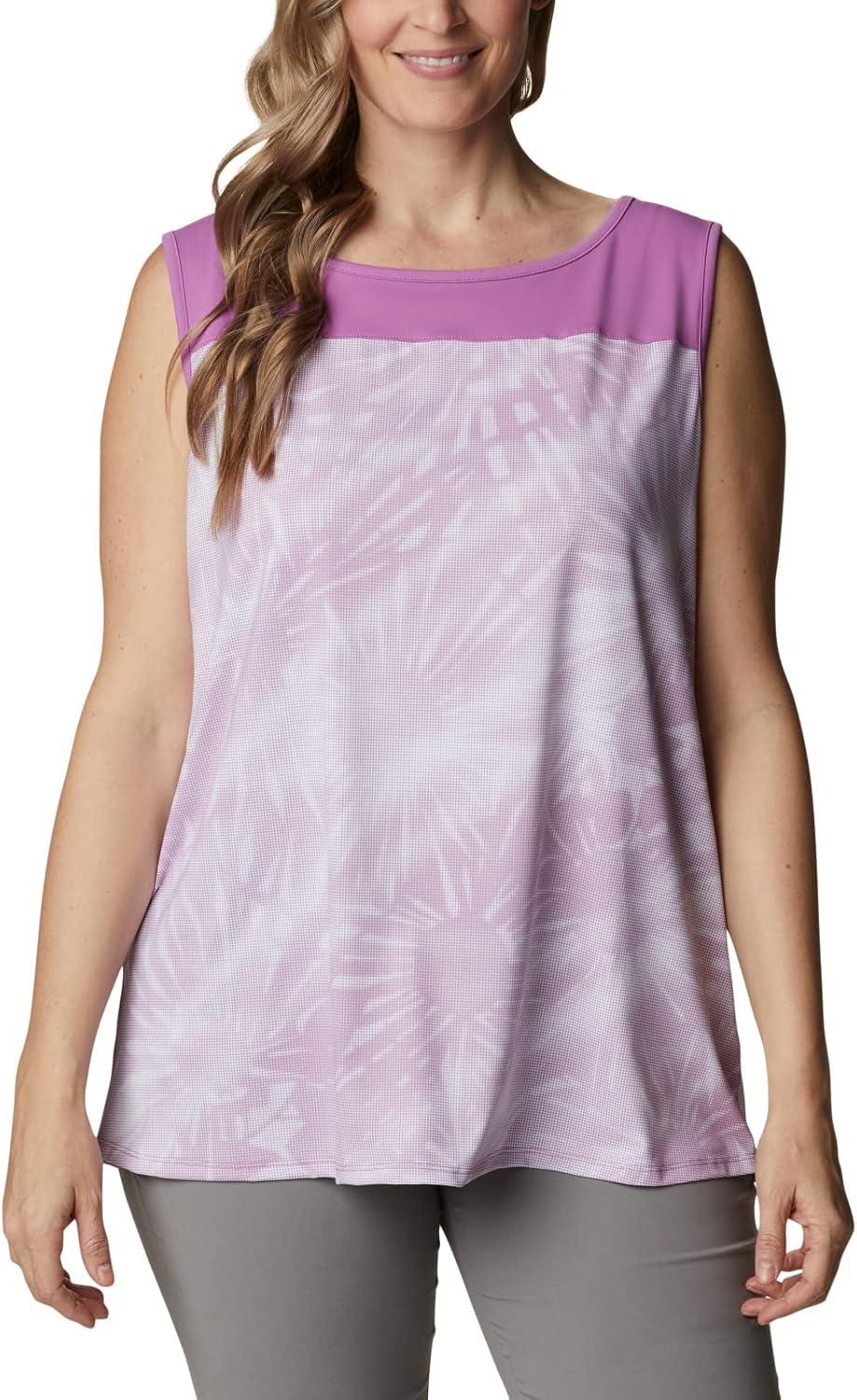 imageColumbia Womens Columbia Womens Chill River Tank Top Moisture Wicking Sun ProtectionBlossom PinkSunburst Print
