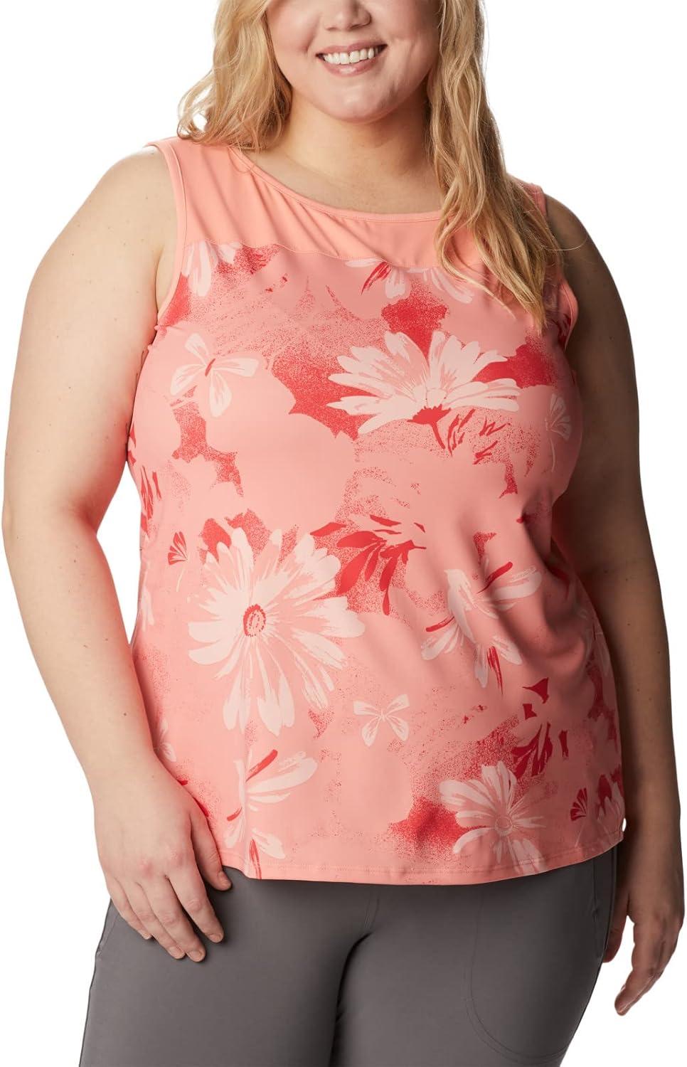 imageColumbia Womens Columbia Womens Chill River Tank Top Moisture Wicking Sun ProtectionCoral Reef Daisy Party