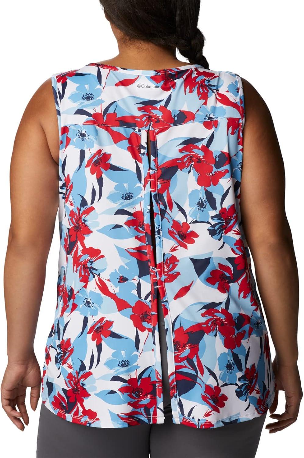 imageColumbia Womens Columbia Womens Chill River Tank Top Moisture Wicking Sun ProtectionRed LilyPop Flora