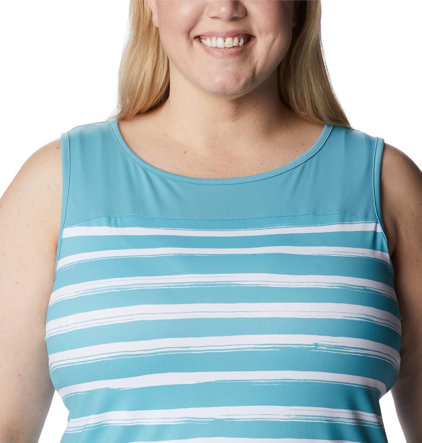 imageColumbia Womens Columbia Womens Chill River Tank Top Moisture Wicking Sun ProtectionSea Wave Brush Stripe