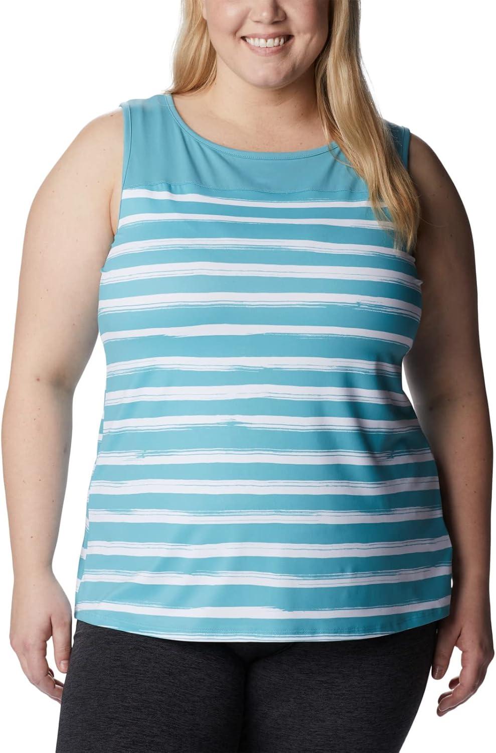 imageColumbia Womens Columbia Womens Chill River Tank Top Moisture Wicking Sun ProtectionSea Wave Brush Stripe