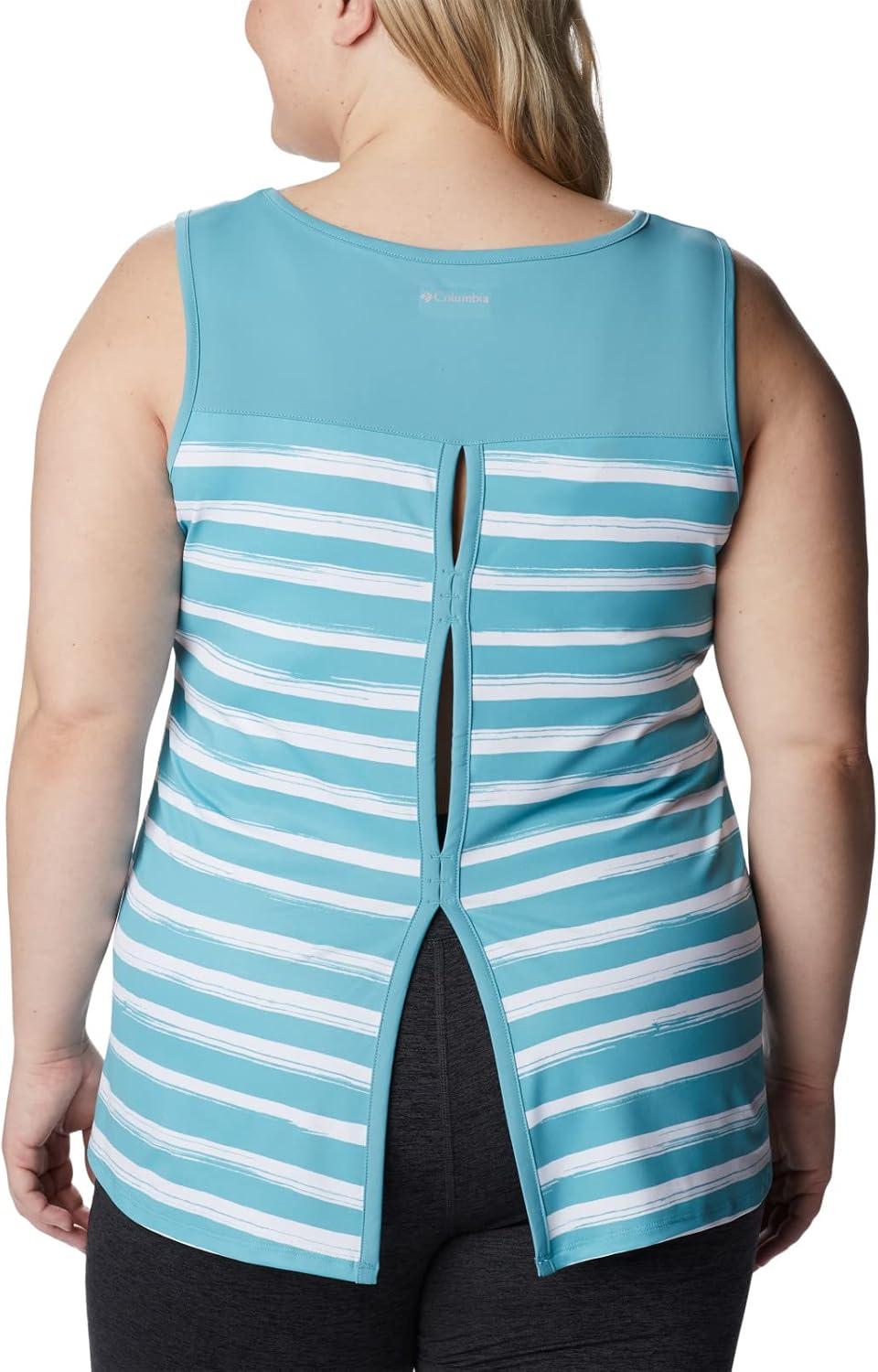 imageColumbia Womens Columbia Womens Chill River Tank Top Moisture Wicking Sun ProtectionSea Wave Brush Stripe