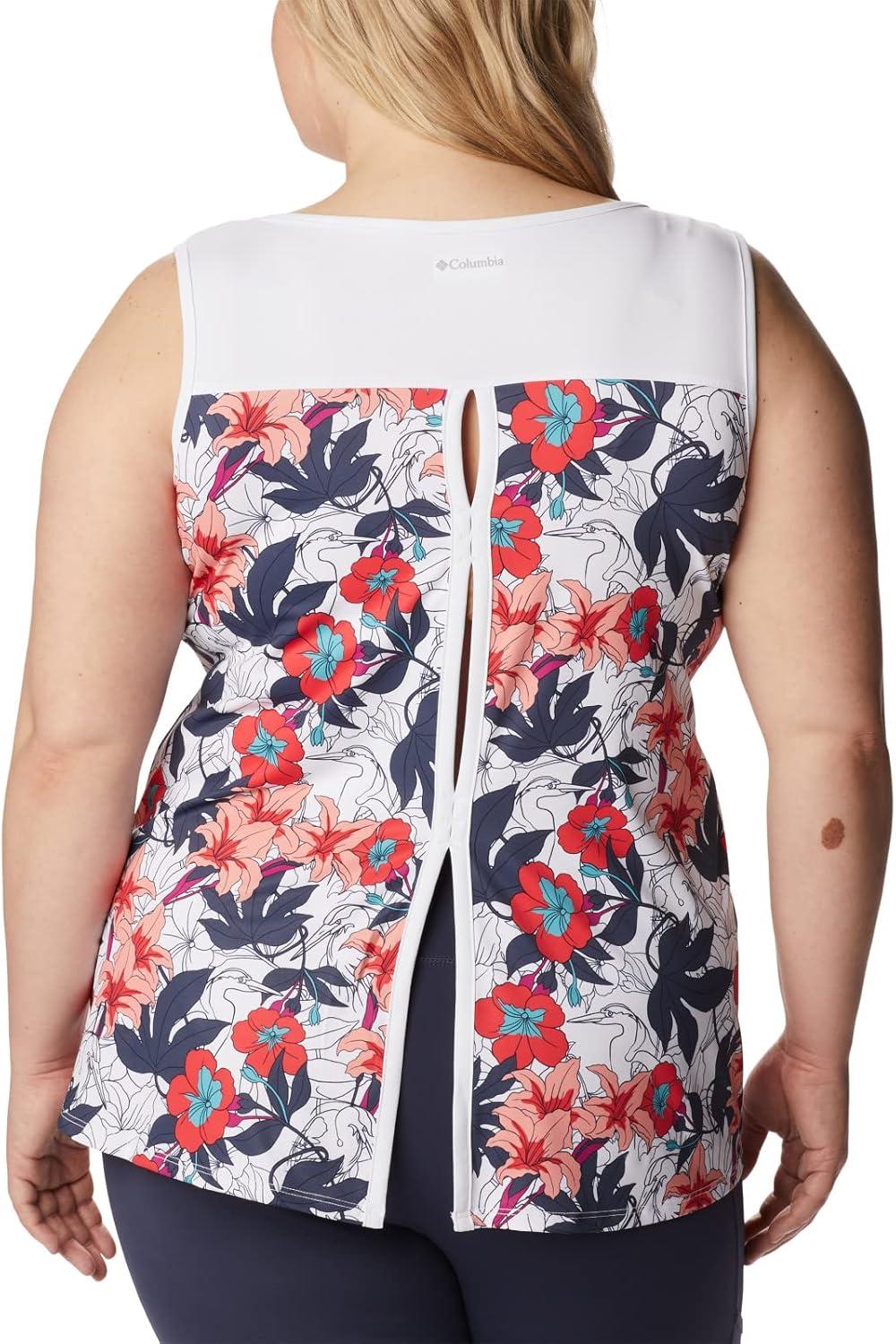 imageColumbia Womens Columbia Womens Chill River Tank Top Moisture Wicking Sun ProtectionWhite Lakeshore Floral Multi