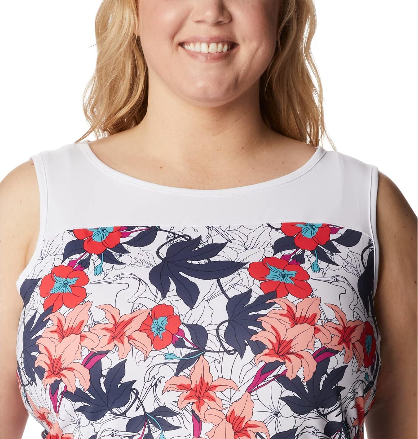 imageColumbia Womens Columbia Womens Chill River Tank Top Moisture Wicking Sun ProtectionWhite Lakeshore Floral Multi