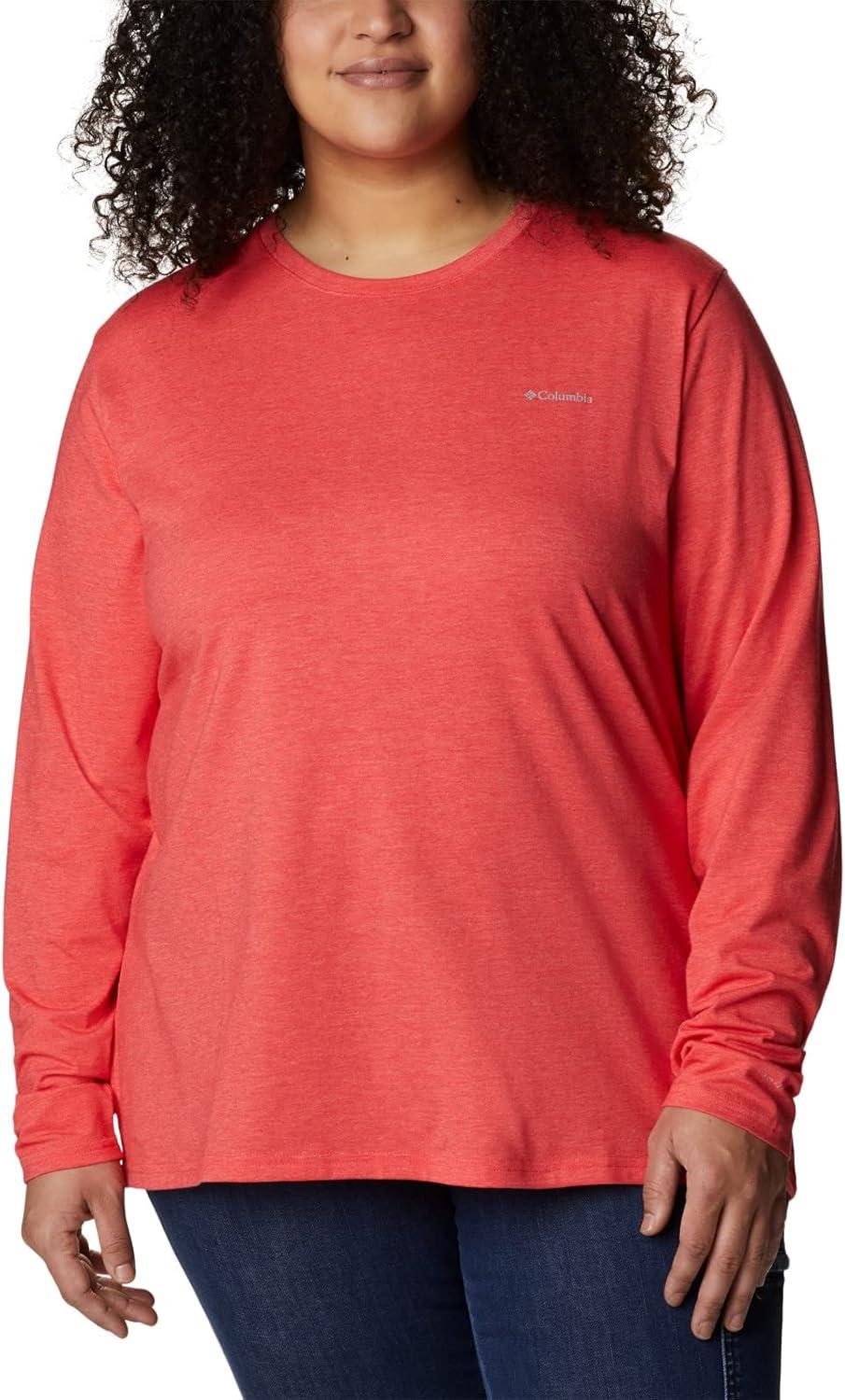 imageColumbia Womens Sun Trek Ls TeeRed Hibiscus Heather