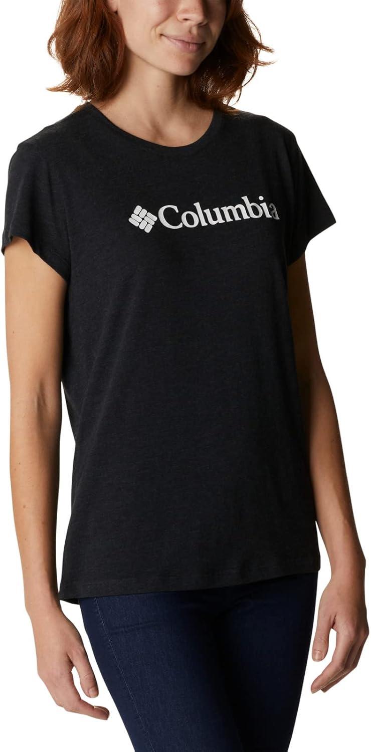 imageColumbia Womens Sun Trek Ss Graphic TeeBlack HeatherGem Columbia