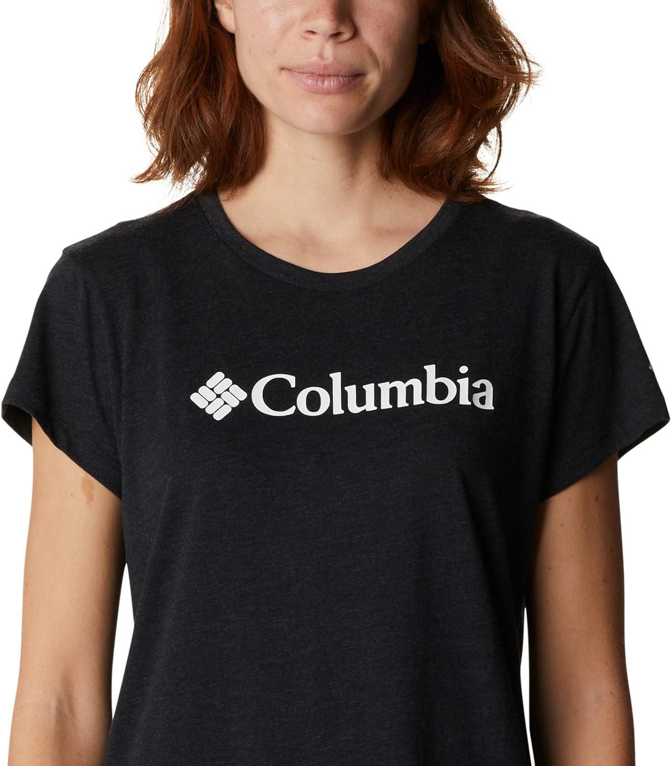 imageColumbia Womens Sun Trek Ss Graphic TeeBlack HeatherGem Columbia