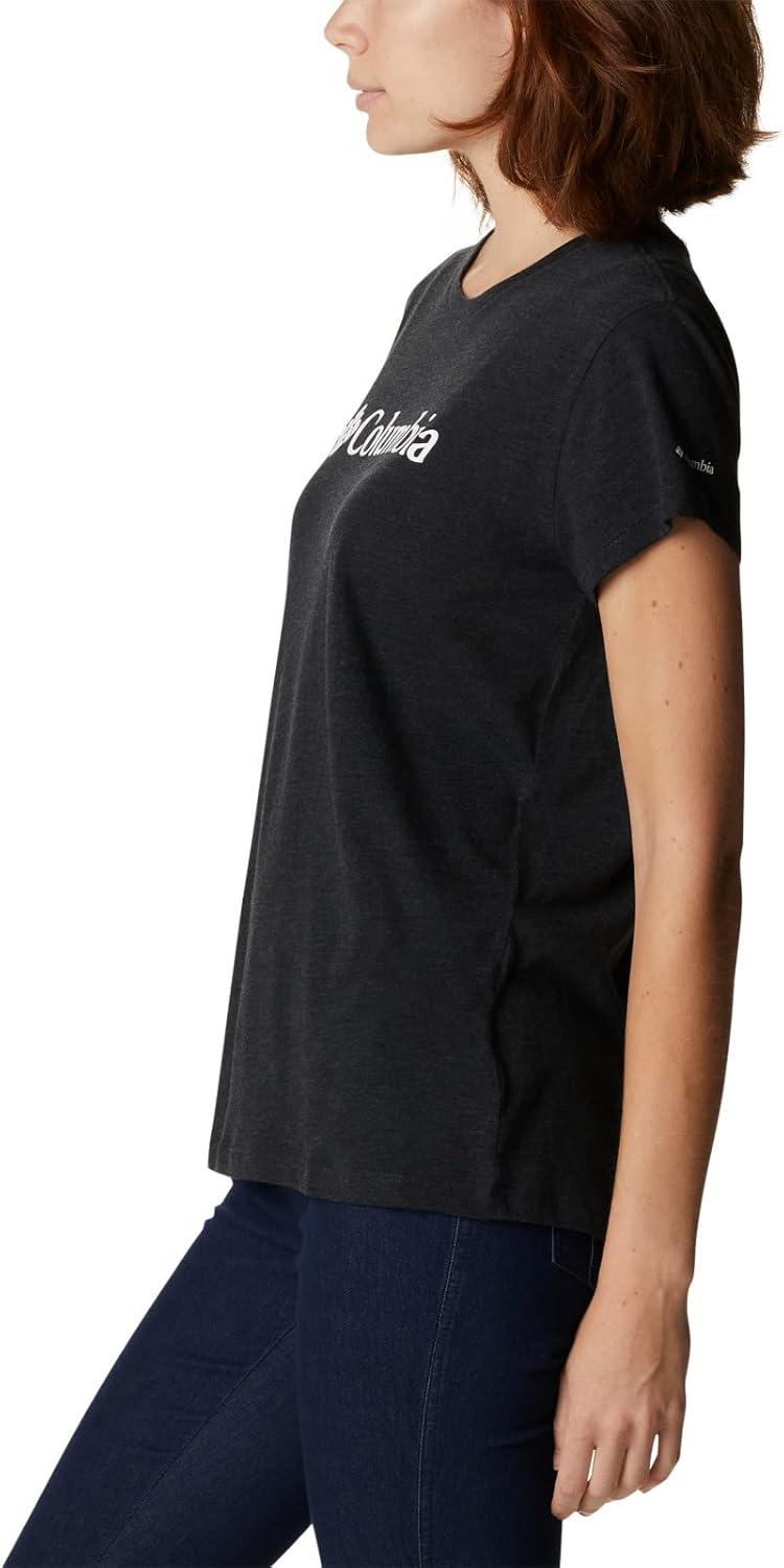 imageColumbia Womens Sun Trek Ss Graphic TeeBlack HeatherGem Columbia