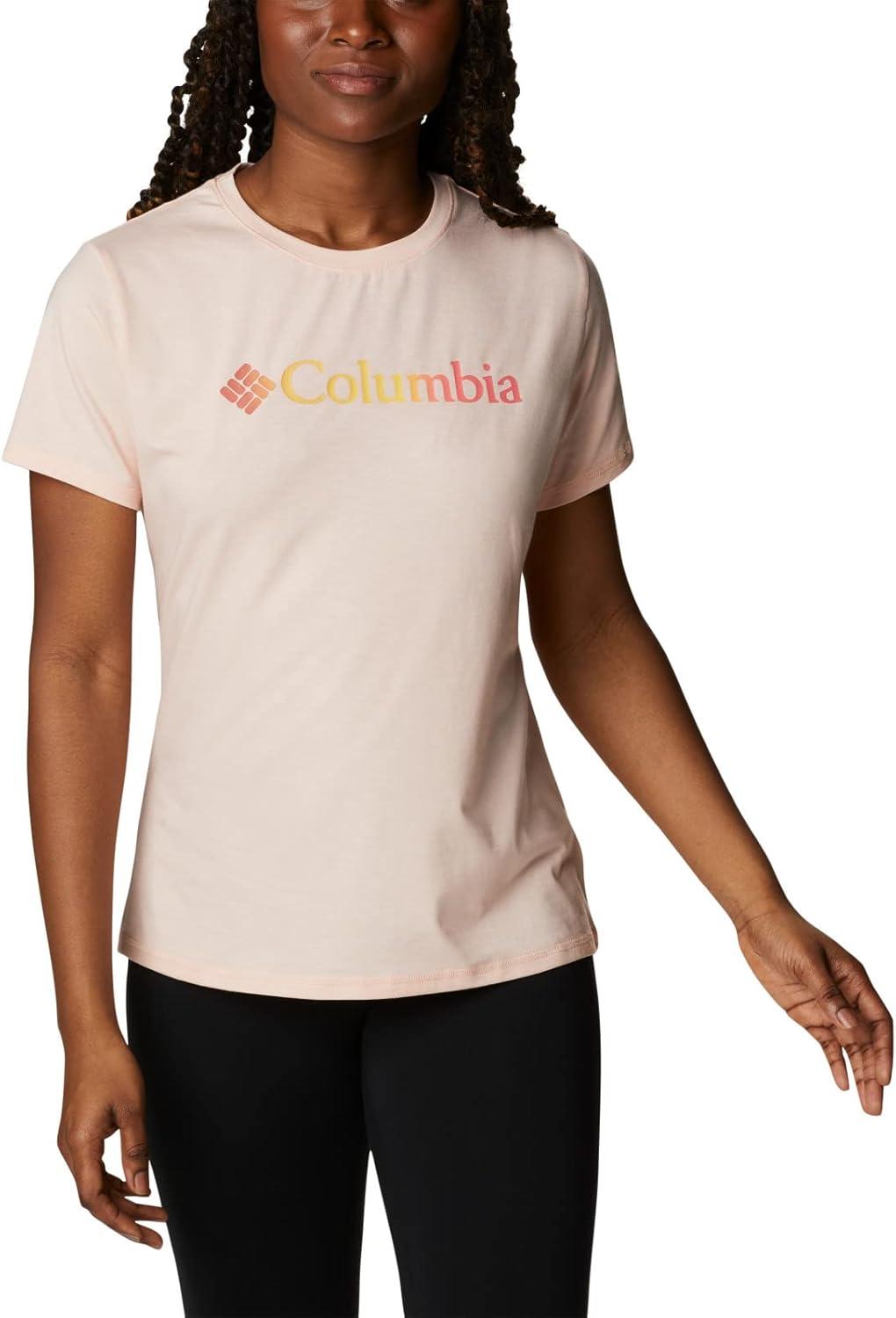 imageColumbia Womens Sun Trek Ss Graphic TeePeach Blossom HeatherCsc Gradient