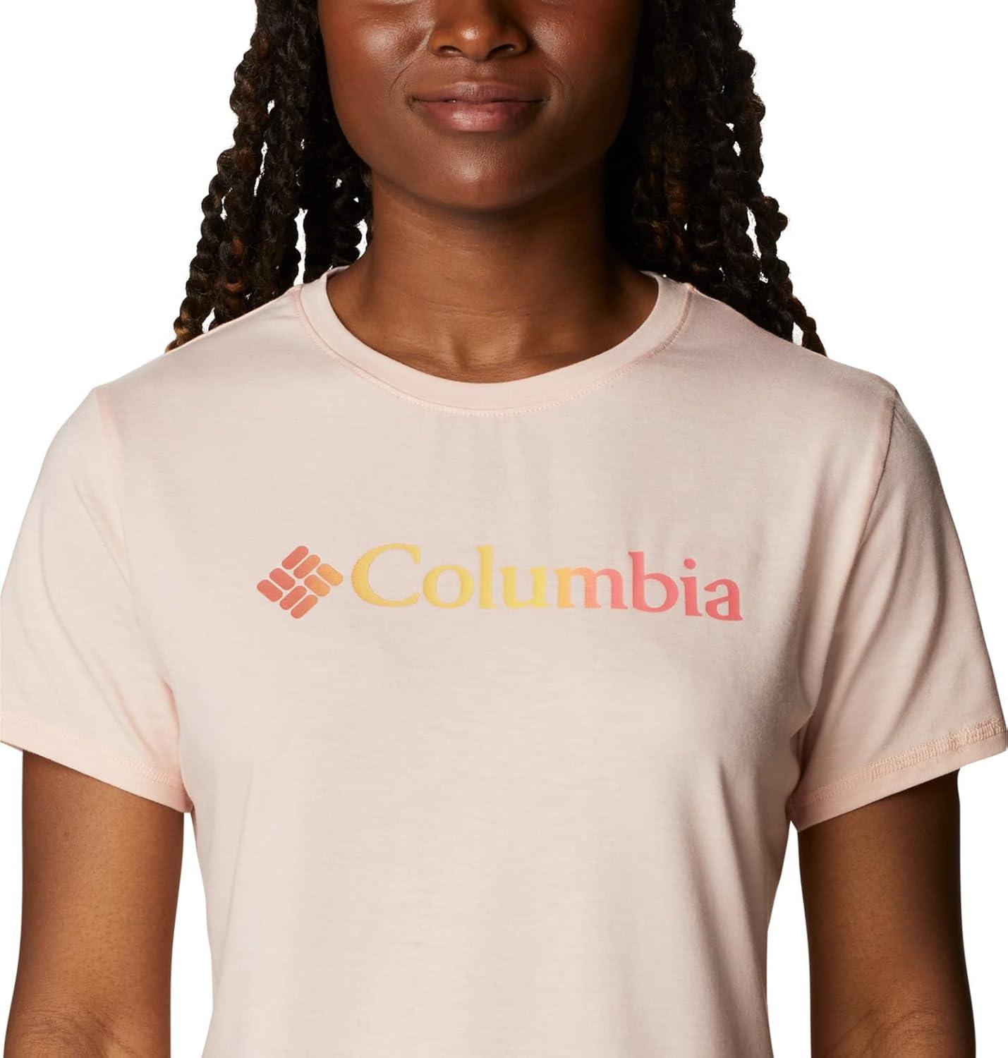 imageColumbia Womens Sun Trek Ss Graphic TeePeach Blossom HeatherCsc Gradient
