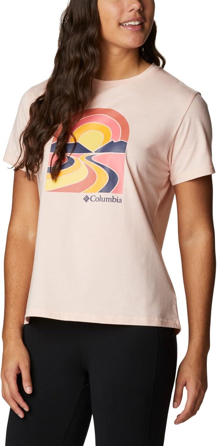 imageColumbia Womens Sun Trek Ss Graphic TeePeach Blossom HeatherSuntrek Trails