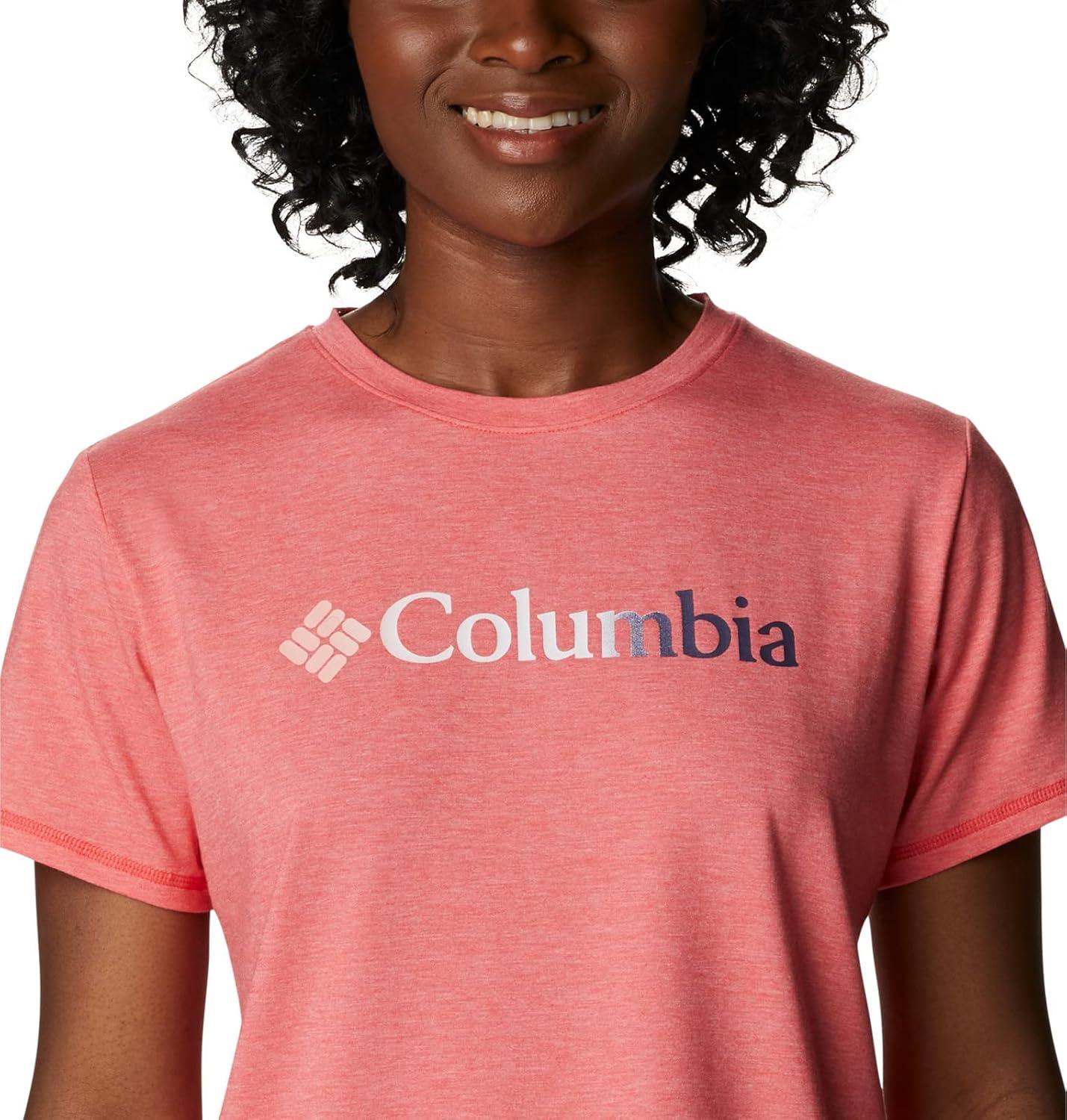 imageColumbia Womens Sun Trek Ss Graphic TeeRed Hibiscus HeatherBranded Gradient
