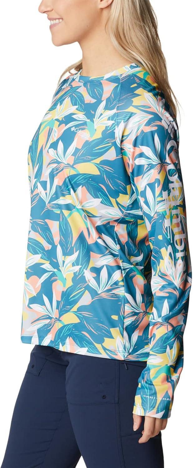 imageColumbia Womens Super Tidal Tee Long SleeveElectric Turquoise Hidden Paradise