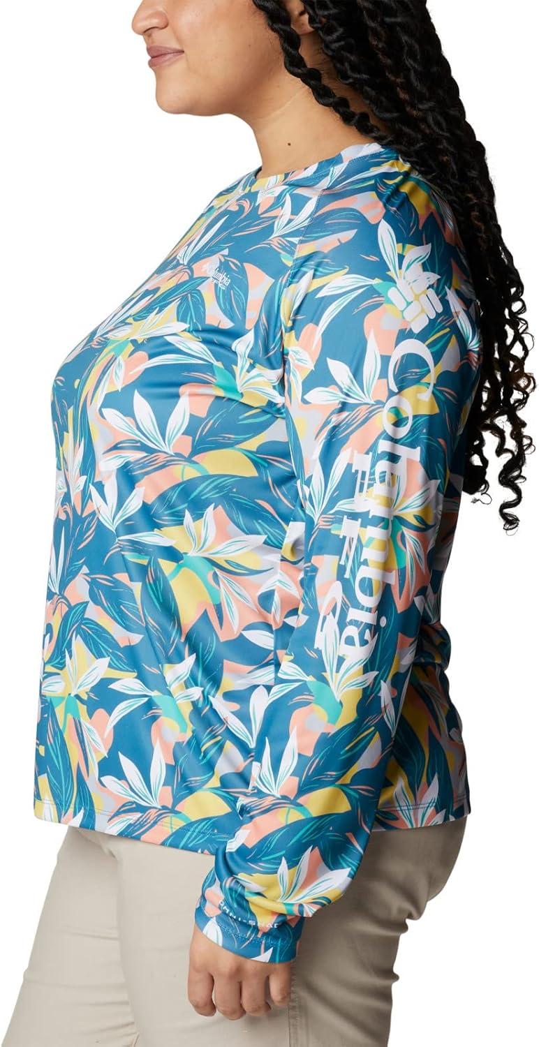 imageColumbia Womens Super Tidal Tee Long SleeveElectric Turquoise Hidden Paradise