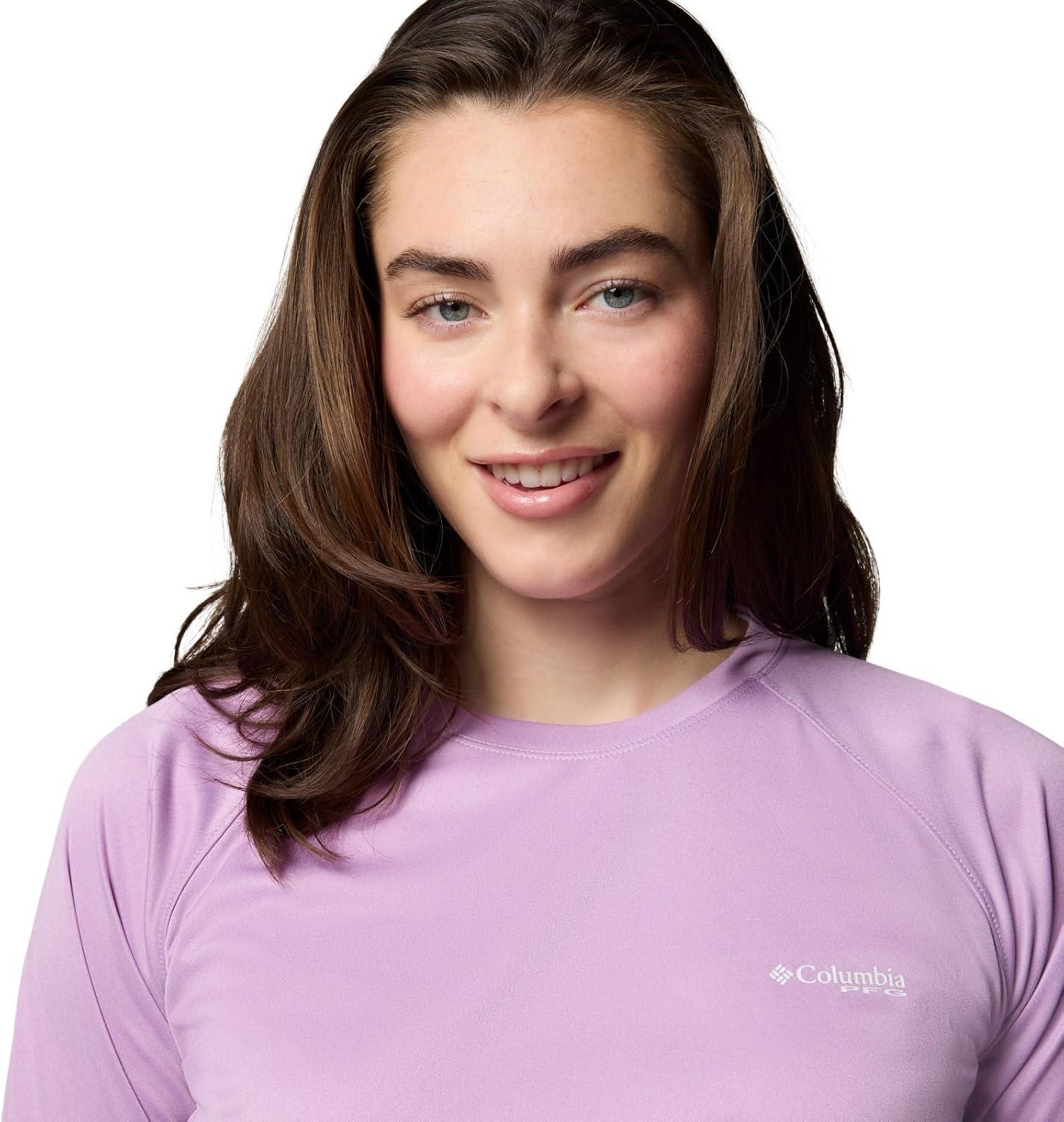 imageColumbia Womens Super Tidal Tee Long SleeveHydrangea HeatherWhite Logo