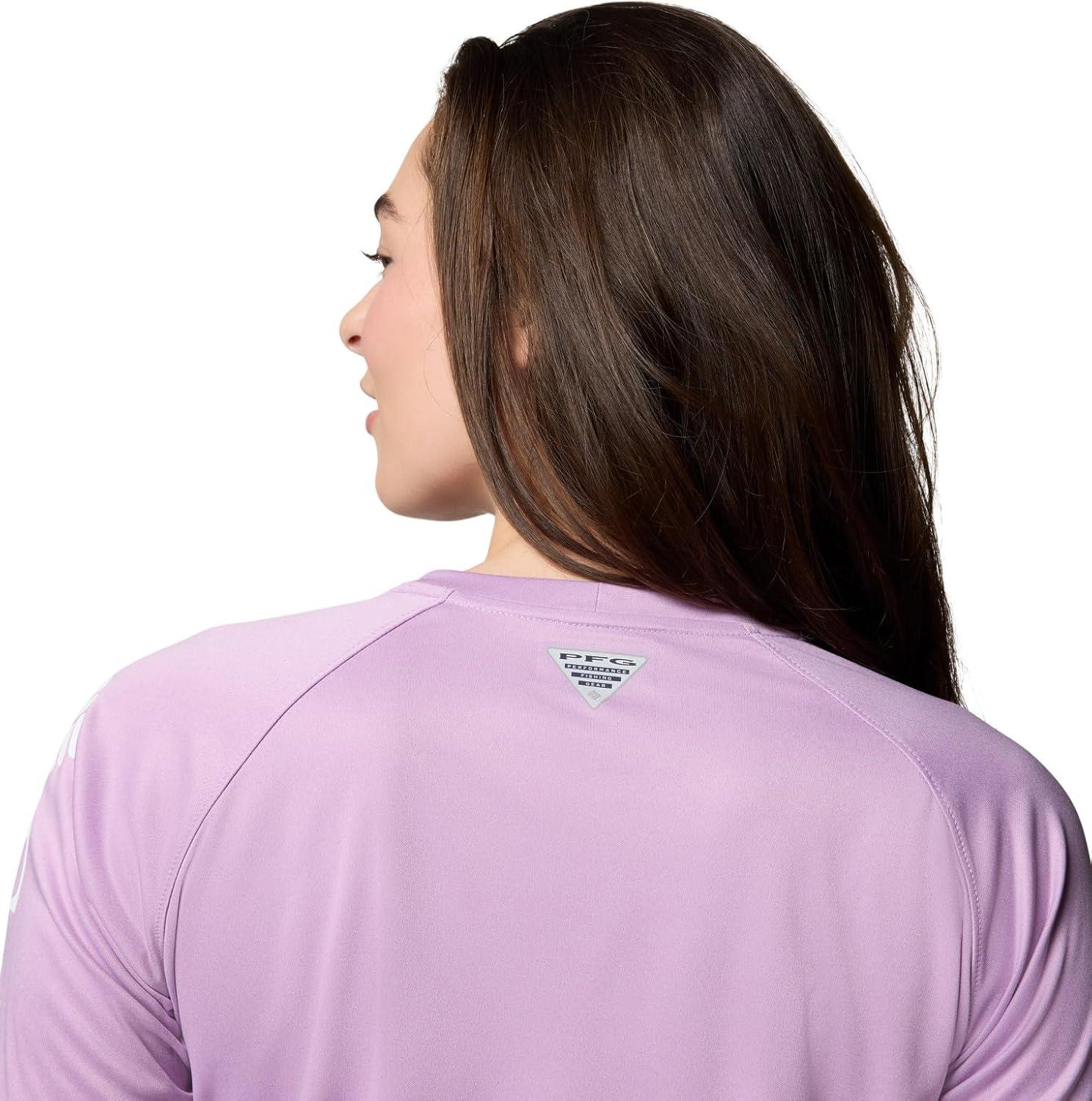imageColumbia Womens Super Tidal Tee Long SleeveHydrangea HeatherWhite Logo