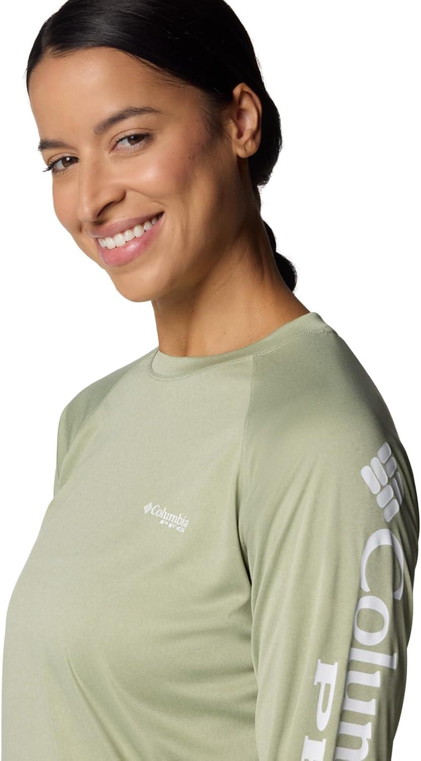 imageColumbia Womens Super Tidal Tee Long SleeveSmokey Sage HeatherWhite Logo