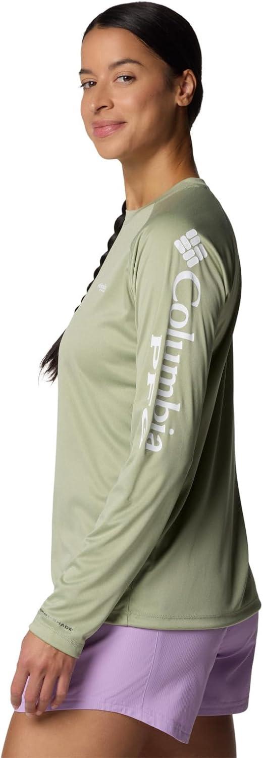 imageColumbia Womens Super Tidal Tee Long SleeveSmokey Sage HeatherWhite Logo