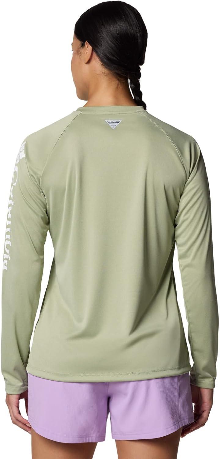 imageColumbia Womens Super Tidal Tee Long SleeveSmokey Sage HeatherWhite Logo