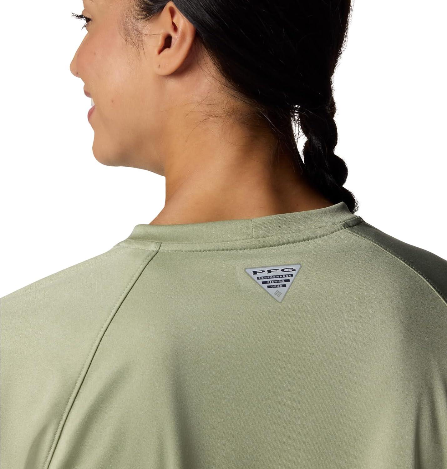 imageColumbia Womens Super Tidal Tee Long SleeveSmokey Sage HeatherWhite Logo