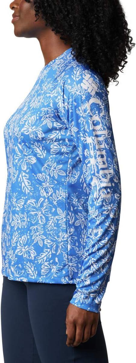 imageColumbia Womens Super Tidal Tee Long SleeveStormy Blue Archive Palms Print
