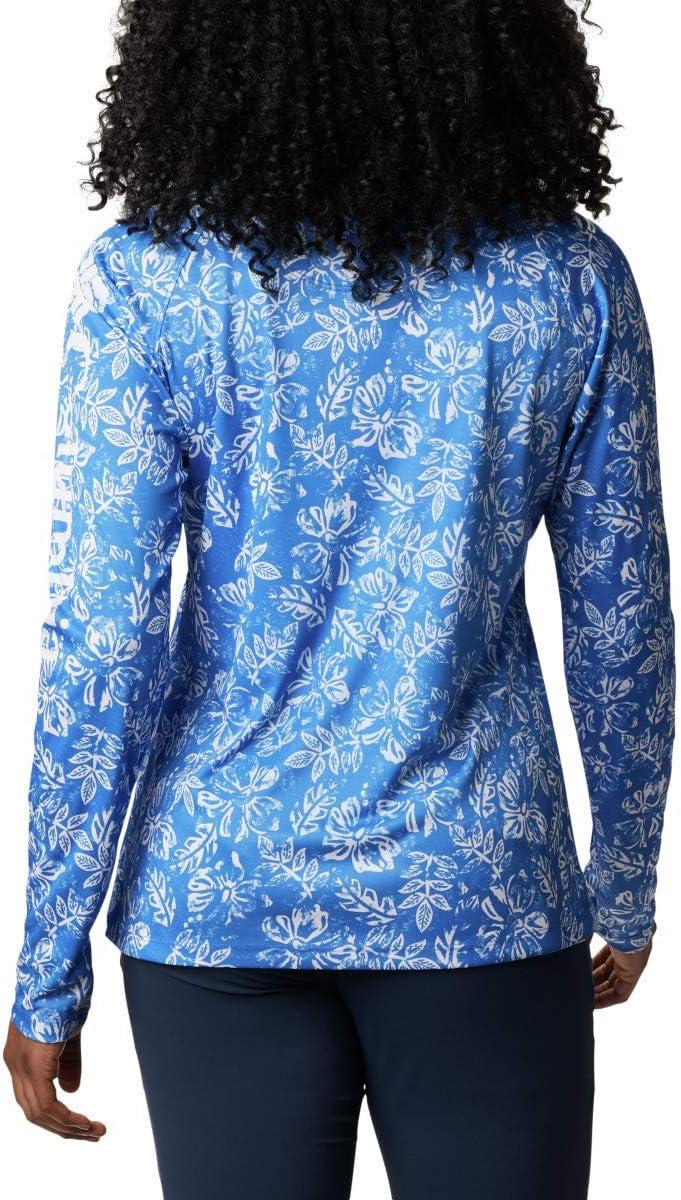 imageColumbia Womens Super Tidal Tee Long SleeveStormy Blue Archive Palms Print