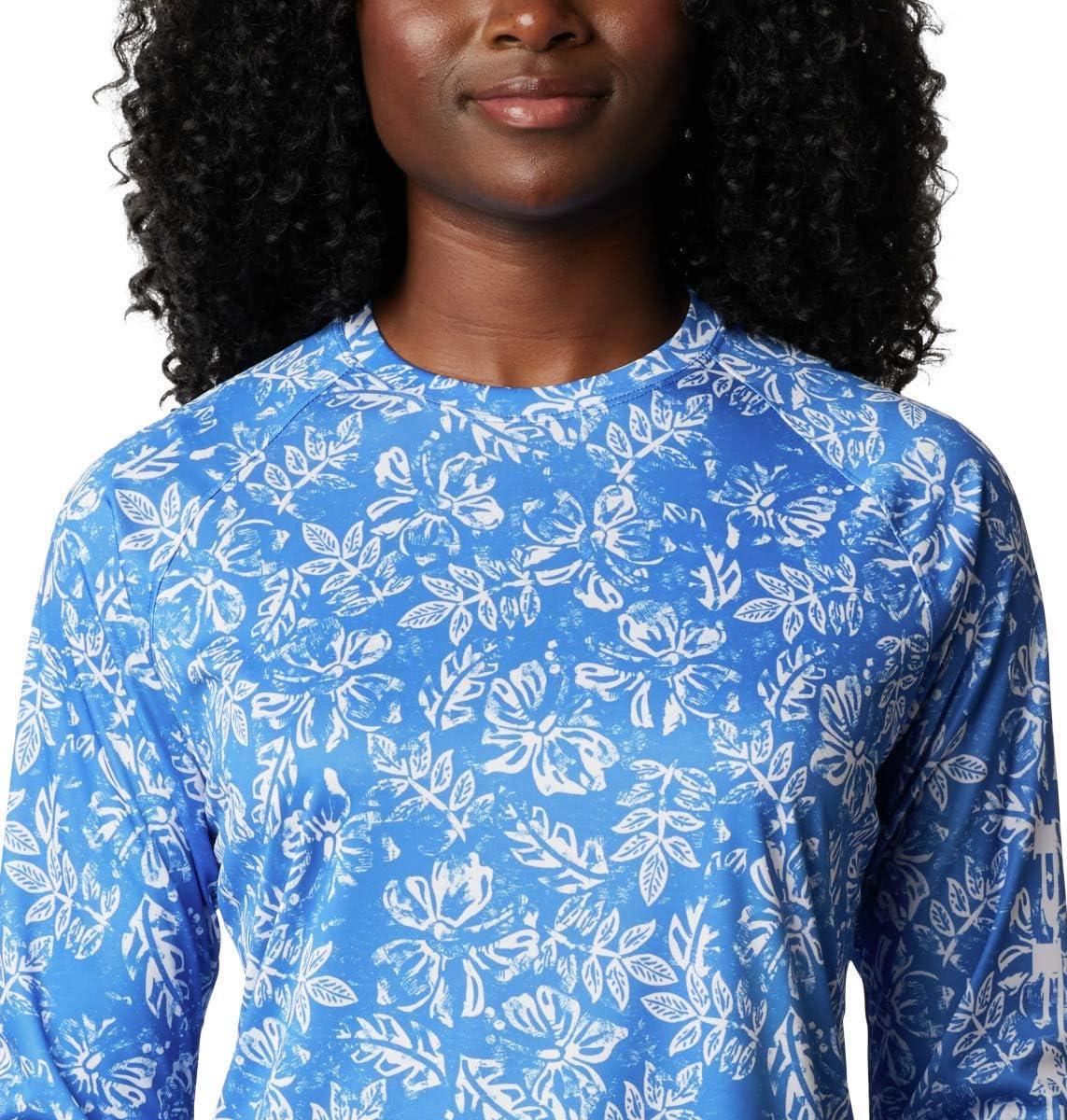 imageColumbia Womens Super Tidal Tee Long SleeveStormy Blue Archive Palms Print