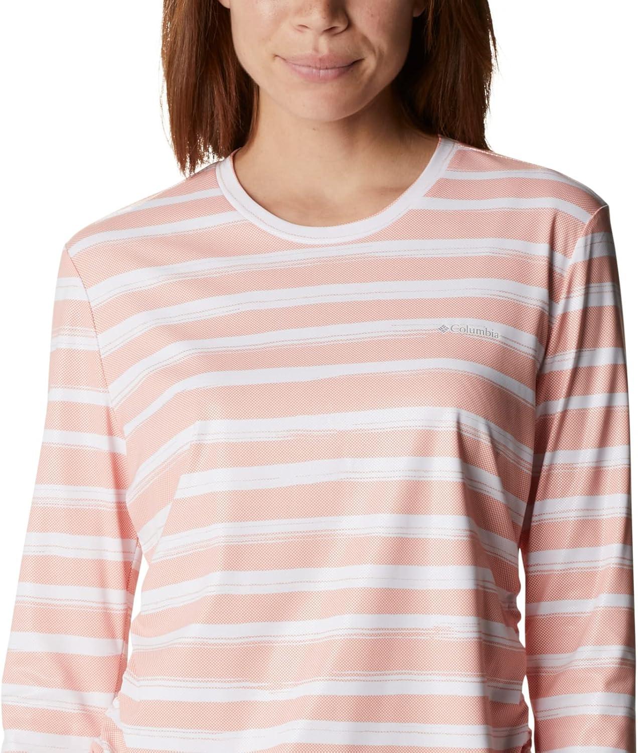 imageColumbia Womens W Sun Deflector Summerdry Ls ShirtCoral Reef Brush Stripe