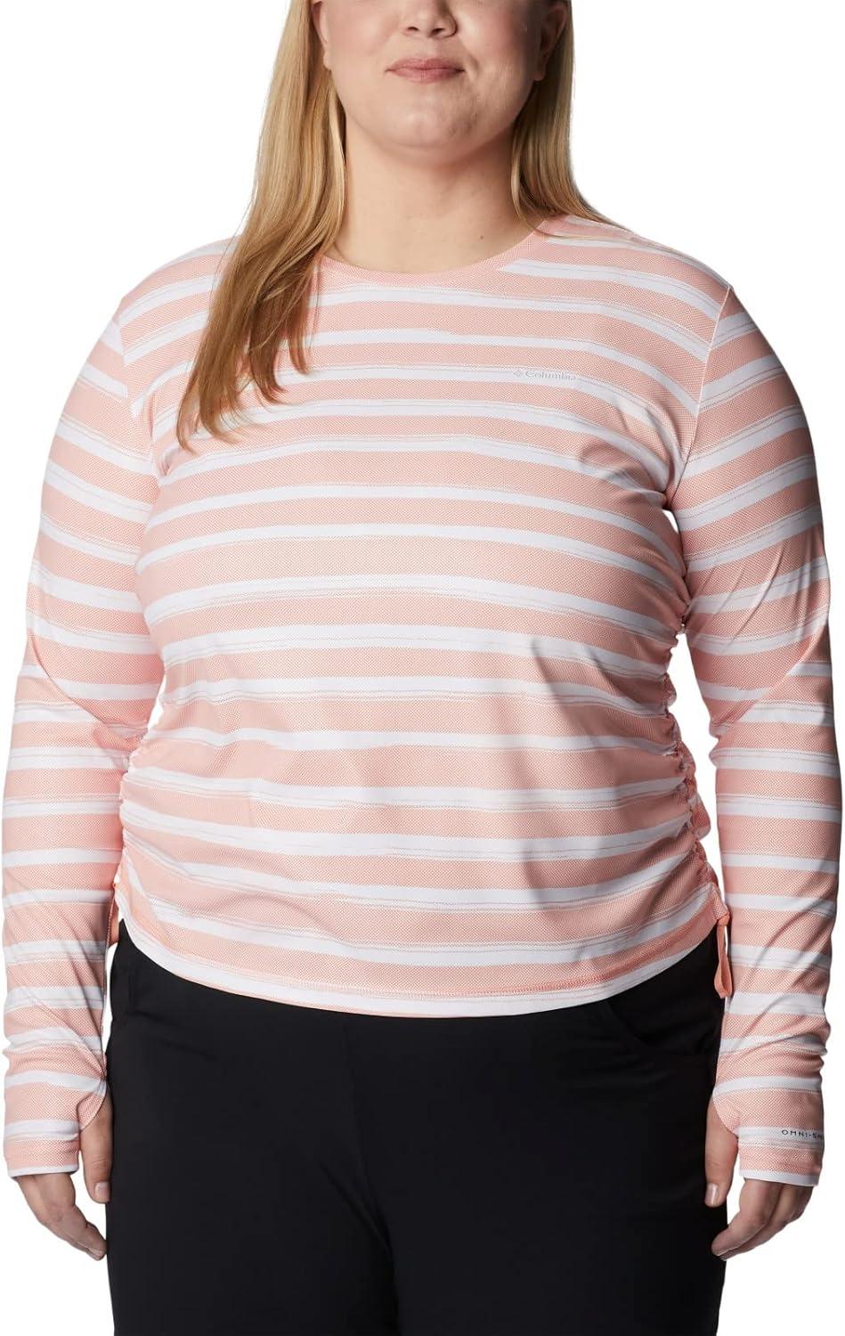 imageColumbia Womens W Sun Deflector Summerdry Ls ShirtCoral Reef Brush Stripe