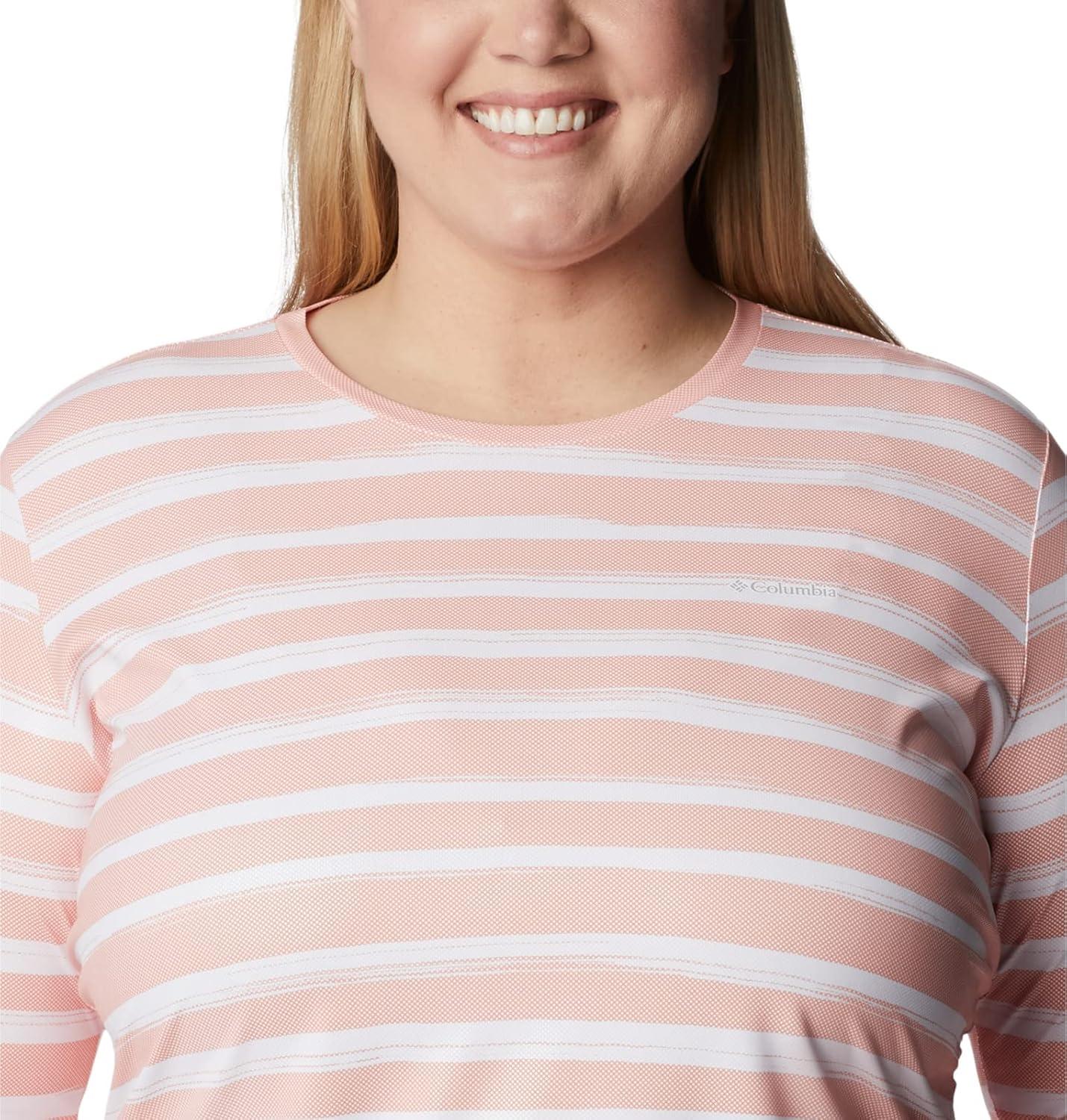 imageColumbia Womens W Sun Deflector Summerdry Ls ShirtCoral Reef Brush Stripe