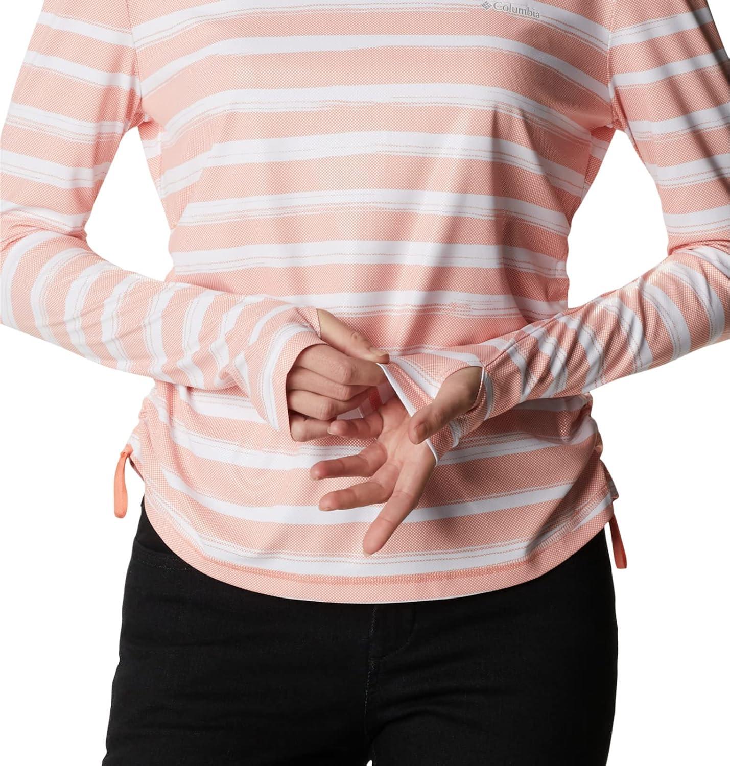 imageColumbia Womens W Sun Deflector Summerdry Ls ShirtCoral Reef Brush Stripe