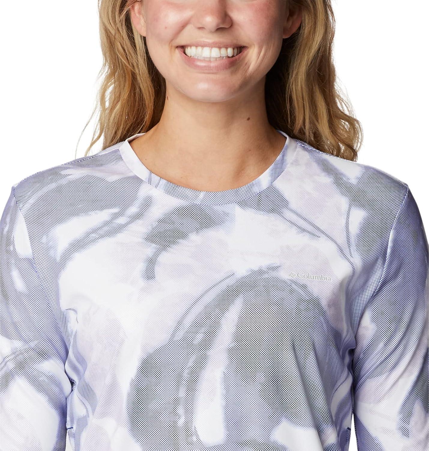 imageColumbia Womens W Sun Deflector Summerdry Ls ShirtDark SapphireBloomdye