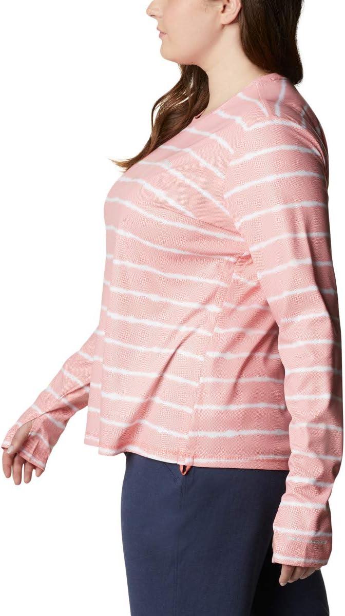 imageColumbia Womens W Sun Deflector Summerdry Ls ShirtSalmon Tie Dye Stripe