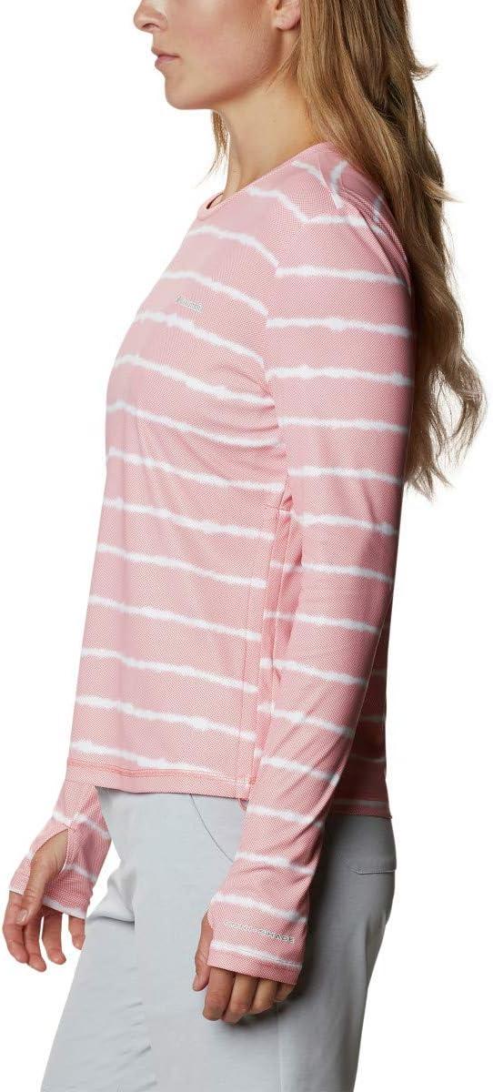 imageColumbia Womens W Sun Deflector Summerdry Ls ShirtSalmon Tie Dye Stripe