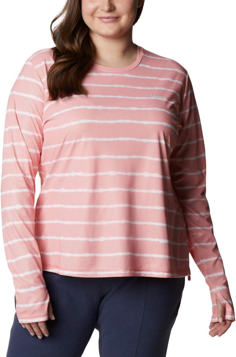 imageColumbia Womens W Sun Deflector Summerdry Ls ShirtSalmon Tie Dye Stripe