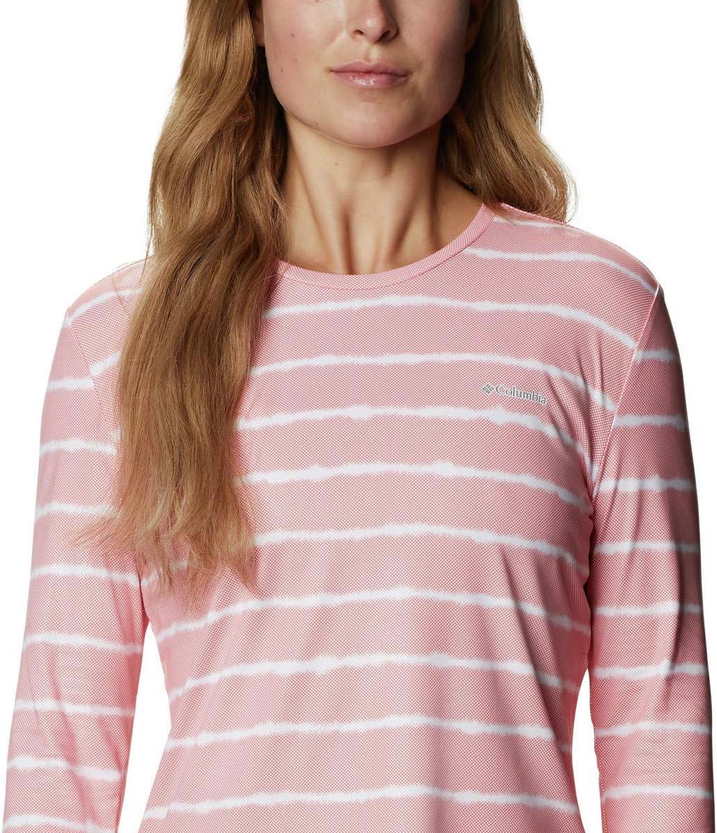 imageColumbia Womens W Sun Deflector Summerdry Ls ShirtSalmon Tie Dye Stripe