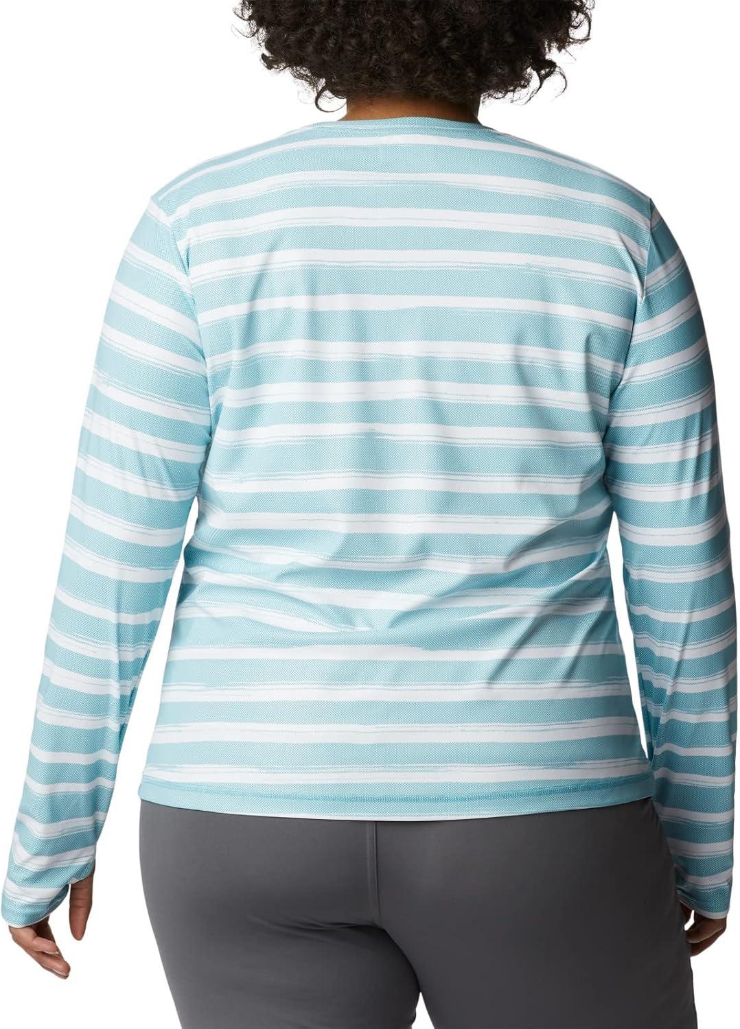 imageColumbia Womens W Sun Deflector Summerdry Ls ShirtSea Wave Brush Stripe
