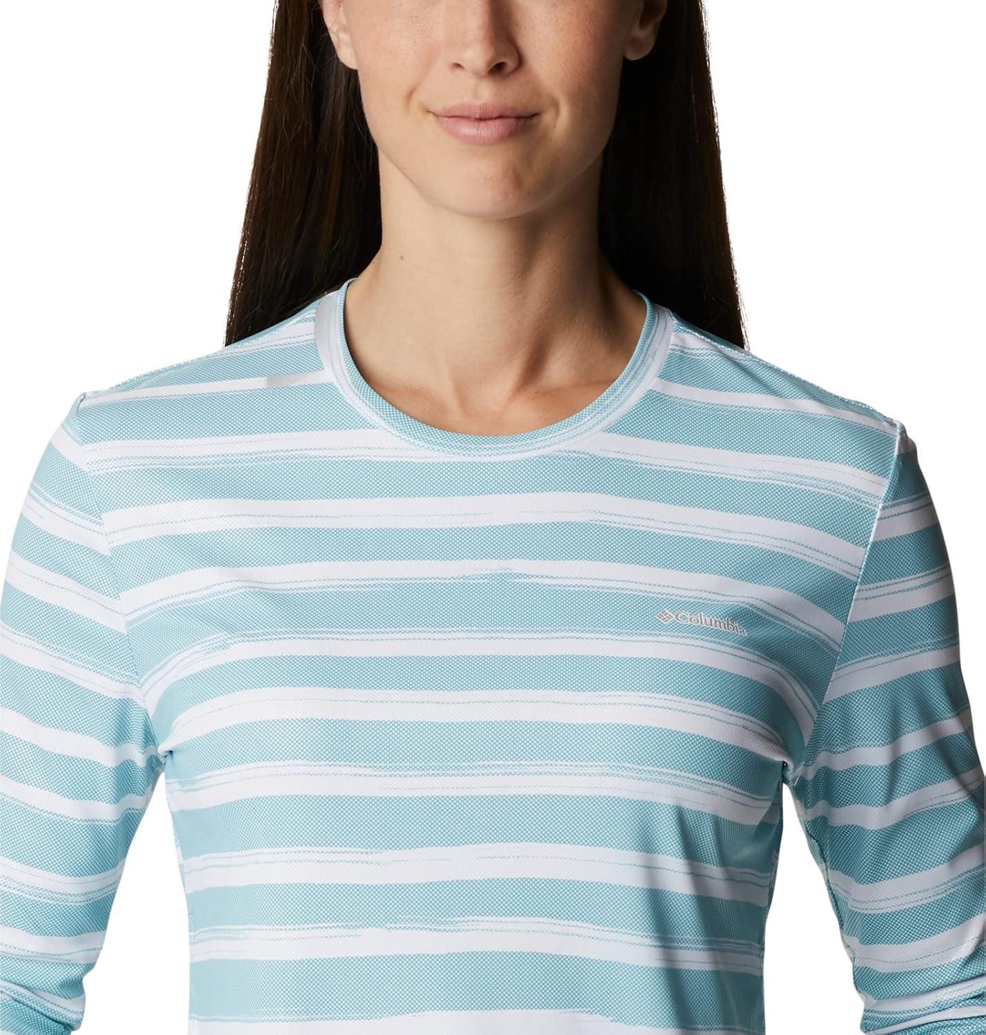 imageColumbia Womens W Sun Deflector Summerdry Ls ShirtSea Wave Brush Stripe