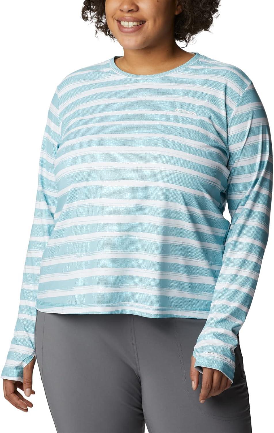 imageColumbia Womens W Sun Deflector Summerdry Ls ShirtSea Wave Brush Stripe