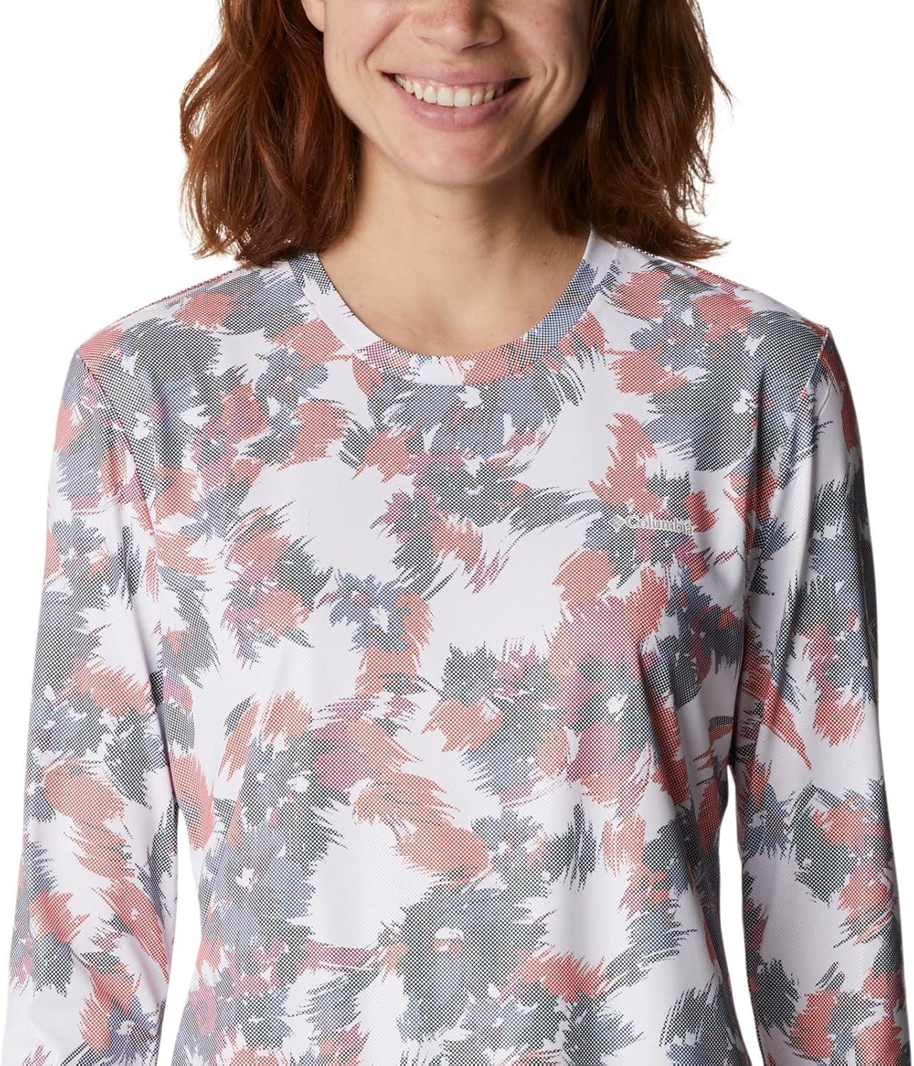 imageColumbia Womens W Sun Deflector Summerdry Ls ShirtWhite Typhoon Blooms