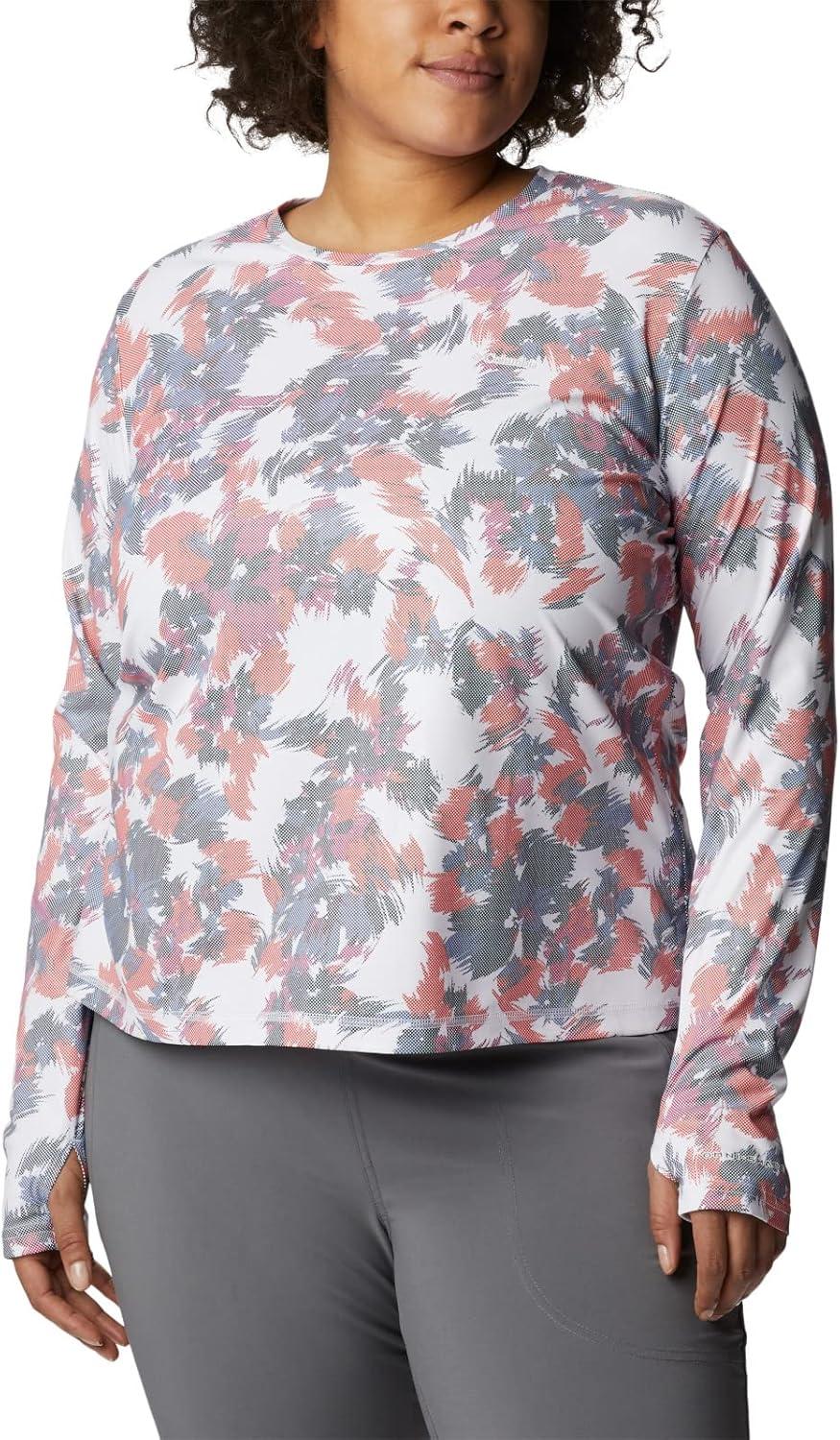 imageColumbia Womens W Sun Deflector Summerdry Ls ShirtWhite Typhoon Blooms