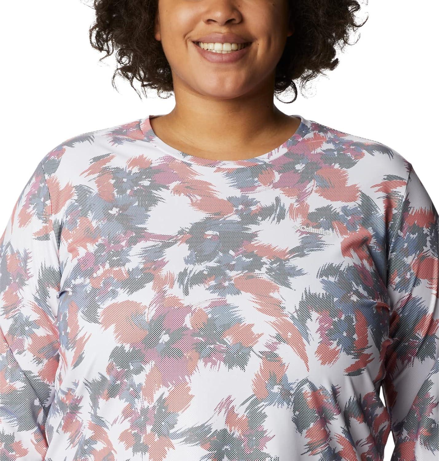 imageColumbia Womens W Sun Deflector Summerdry Ls ShirtWhite Typhoon Blooms