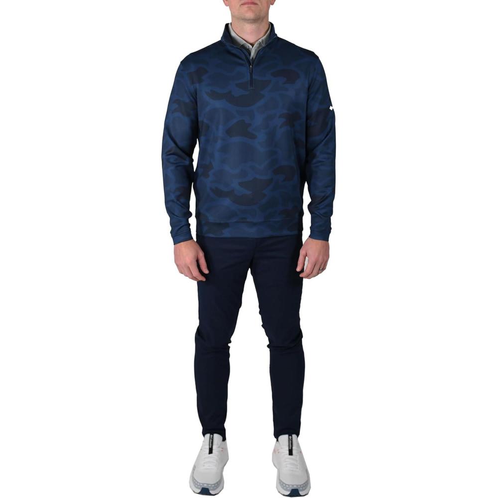 imageColumbia Golf Mens OmniWick Printed Wickhams Hills PulloverCamo Collegiate Navy